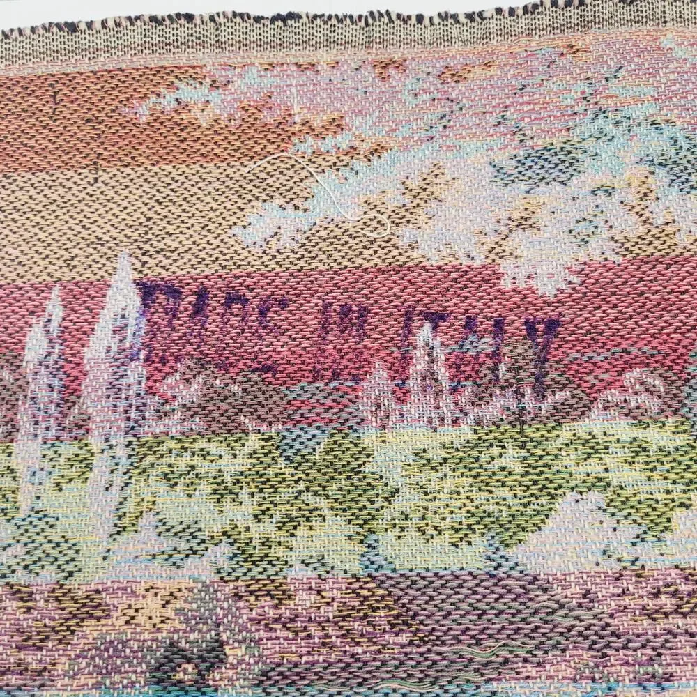 Kids in Garden Scene Vintage Wall Hanging Tapestry Made In Italy Carriage Ram